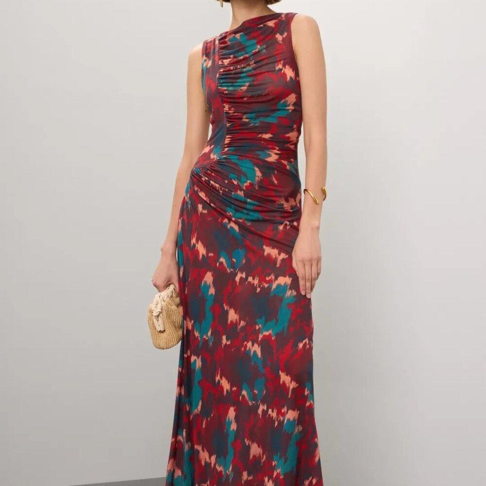 Ulla Johnson Red and Teal Maxi Dress